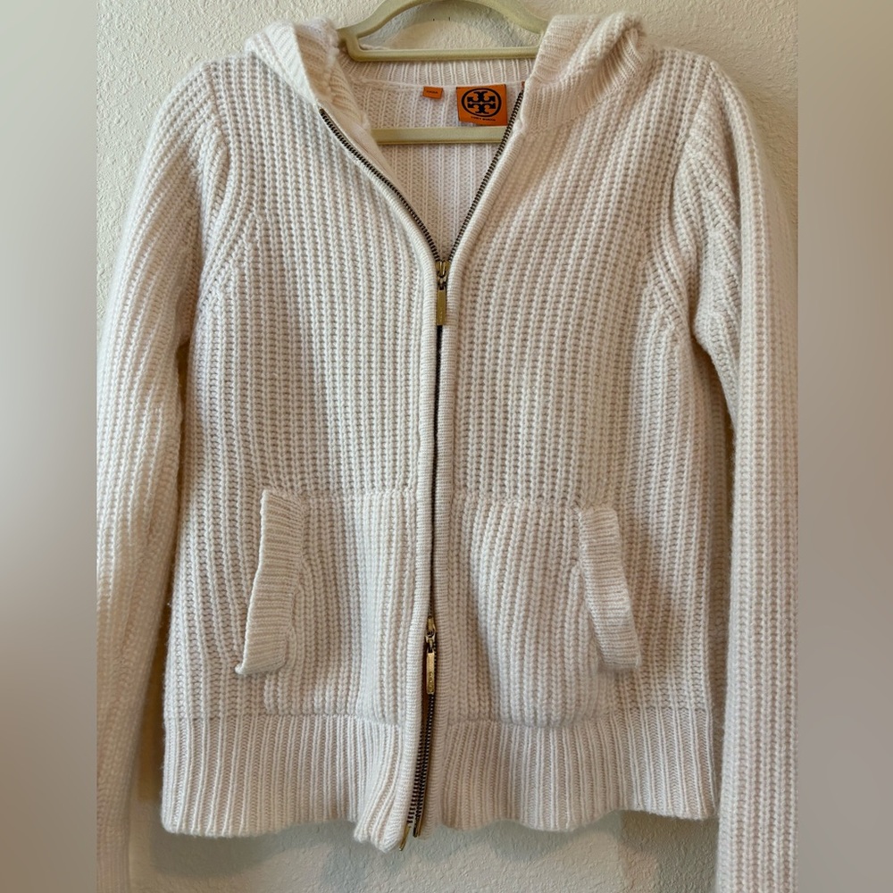 Tory Burch Cream Hooded Sweater - Picture 4 of 9
